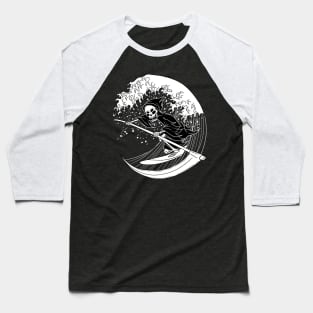 Blackcraft Grim Reaper Surfing Great Wave Baseball T-Shirt